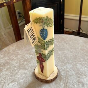 *Bill Blass* RARE Designer Home Decor Holiday 10” Square Ornament Candle NWT